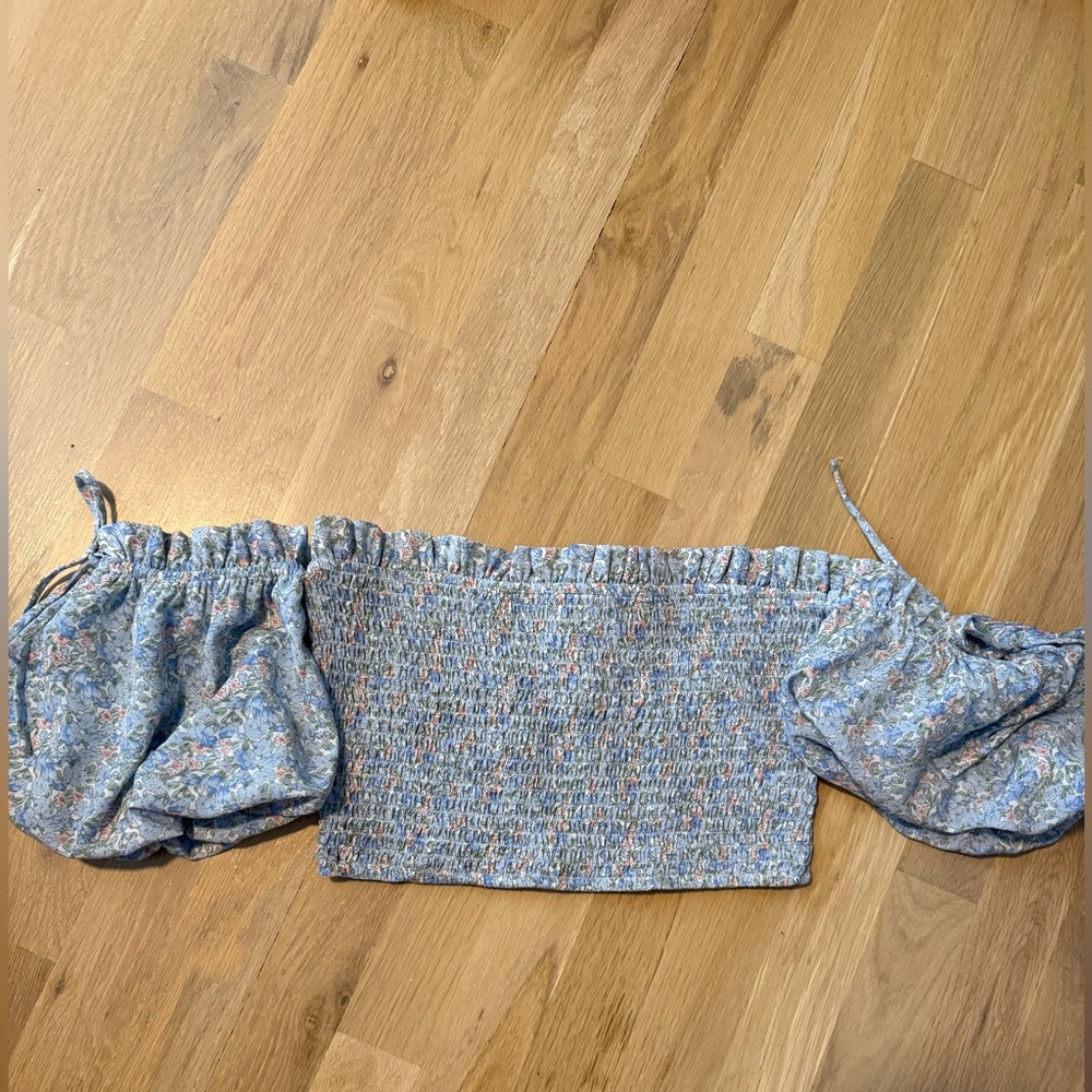 Emory Park Blue Floral Crop Top
